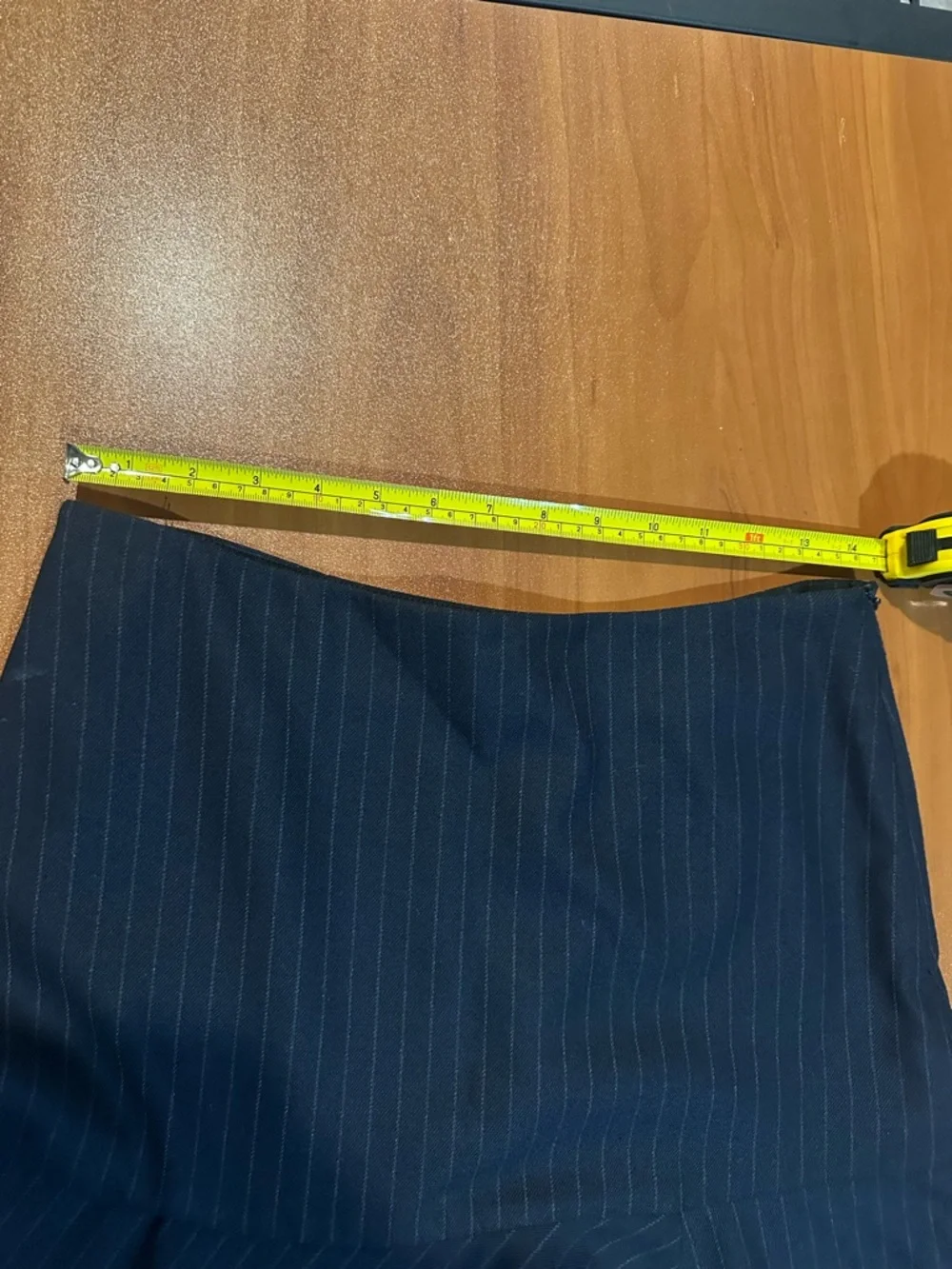ZARA Navy Blue Pinstripe Ruffle Hem Mini Skirt - Size Small